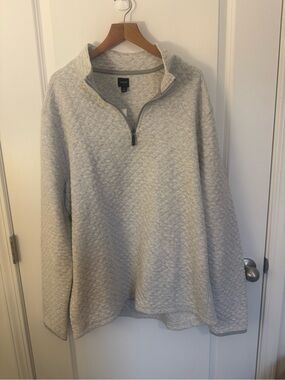 J. Crew Quilted Light Gray Men's Half-Zip Sweater